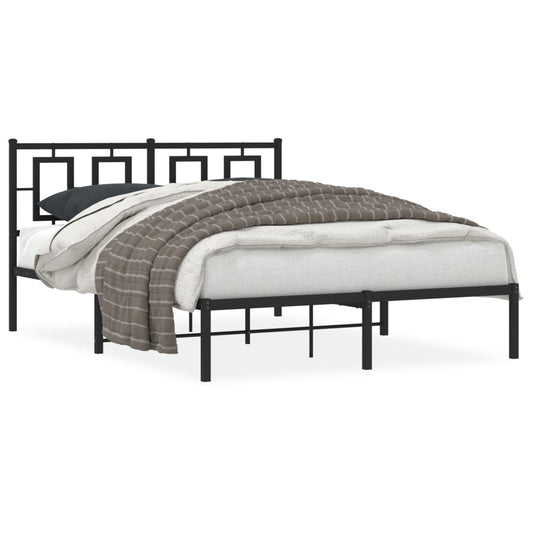 vidaXL Metal Bed Frame without Mattress with Headboard Black 140x200cm