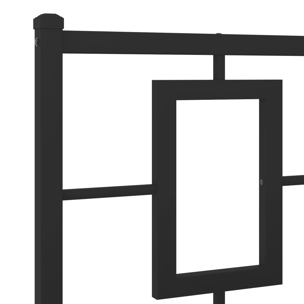 Metal Bed Frame without Mattress with Headboard Black 150x200cm