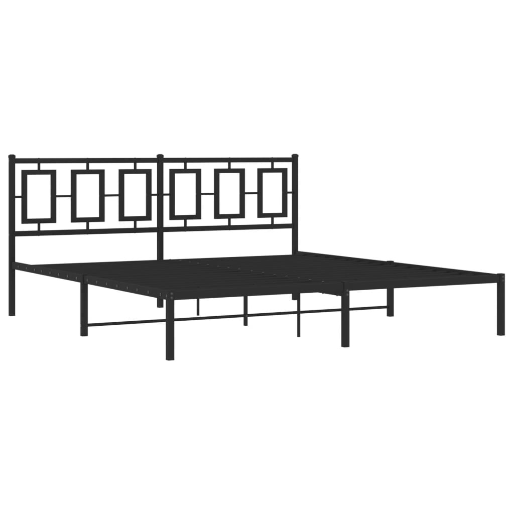 vidaXL Metal Bed Frame without Mattress with Headboard Black 180x200cm