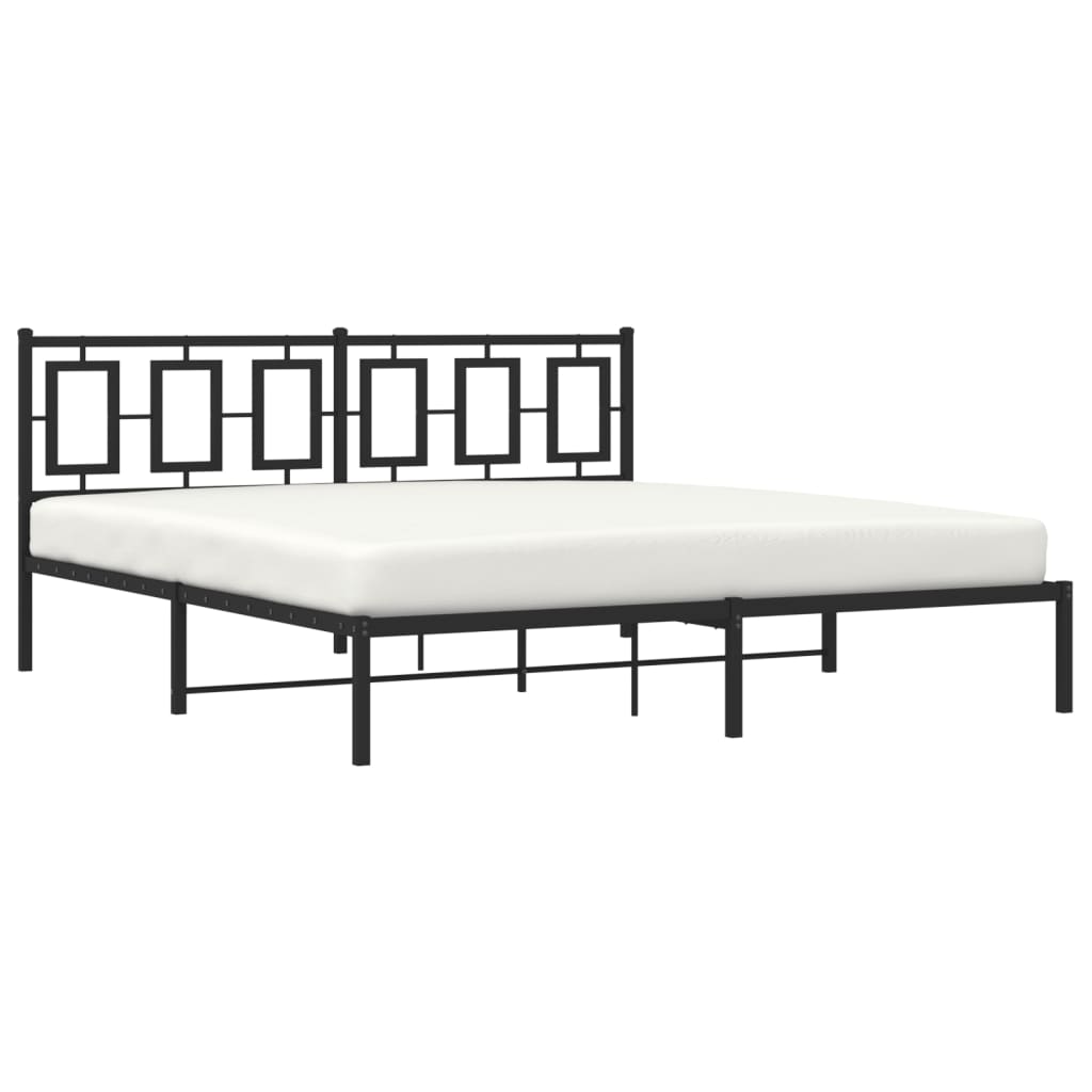 vidaXL Metal Bed Frame without Mattress with Headboard Black 180x200cm