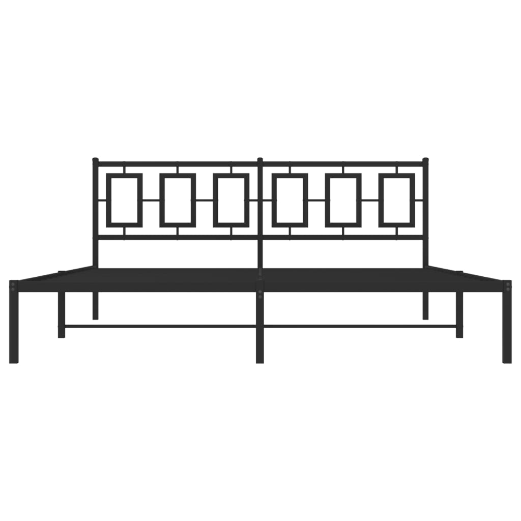 vidaXL Metal Bed Frame without Mattress with Headboard Black 180x200cm