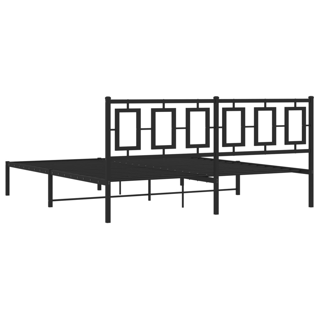 vidaXL Metal Bed Frame without Mattress with Headboard Black 180x200cm