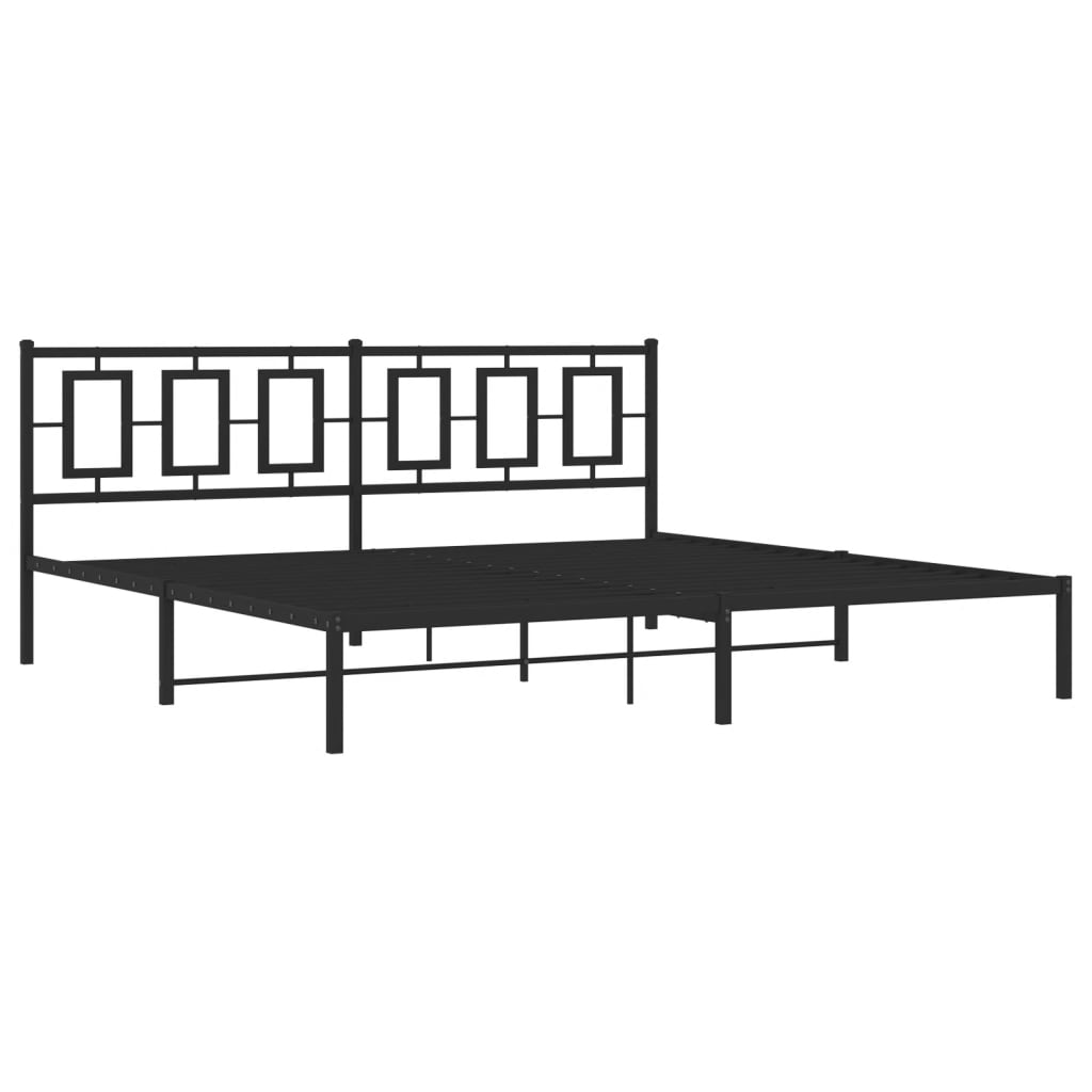 vidaXL Metal Bed Frame without Mattress with Headboard Black 193x203cm