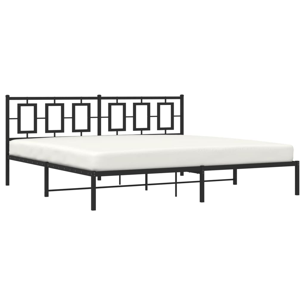 vidaXL Metal Bed Frame without Mattress with Headboard Black 193x203cm