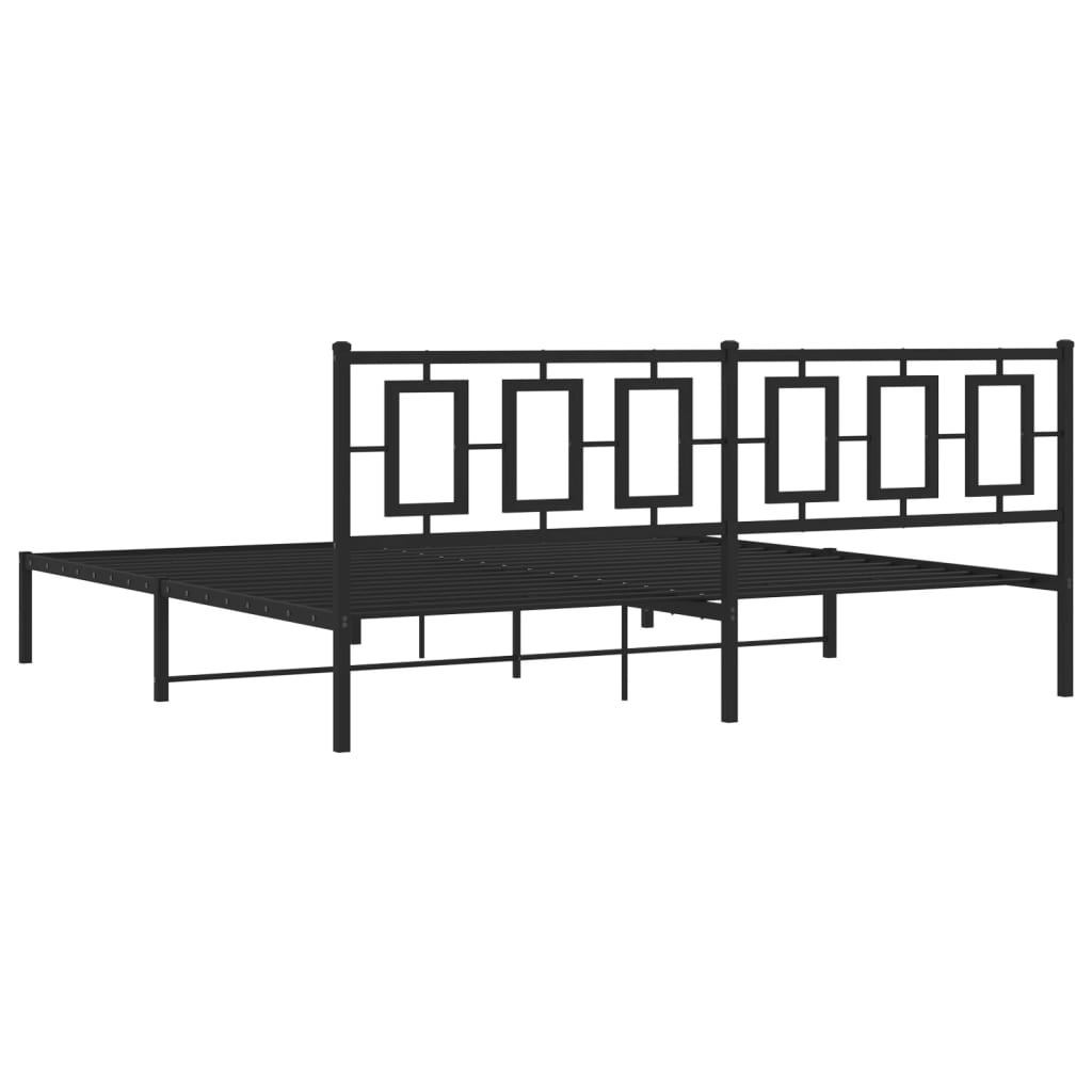 vidaXL Metal Bed Frame without Mattress with Headboard Black 193x203cm