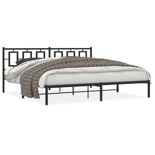 vidaXL Metal Bed Frame without Mattress with Headboard Black 193x203cm