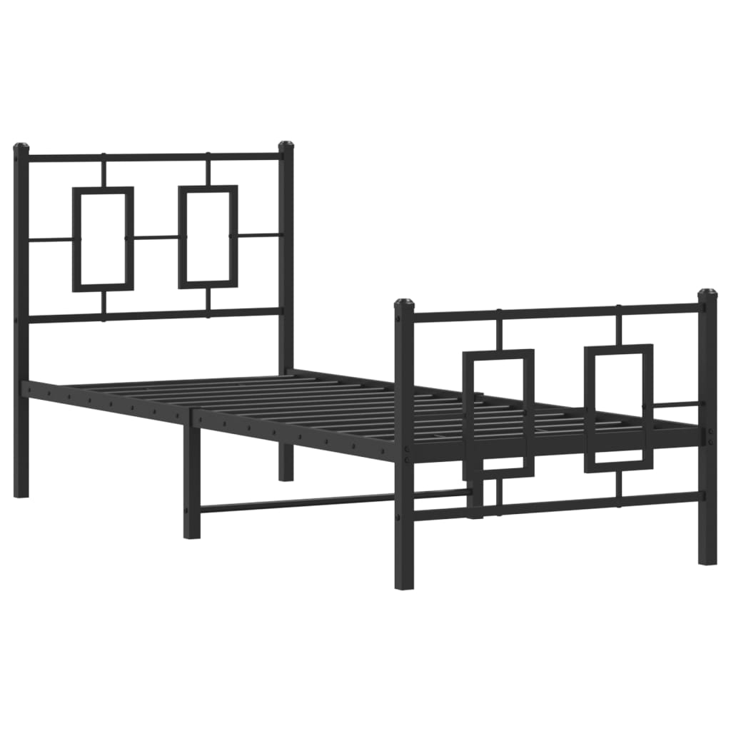 vidaXL Metal Bed Frame without Mattress with Footboard Black 80x200cm