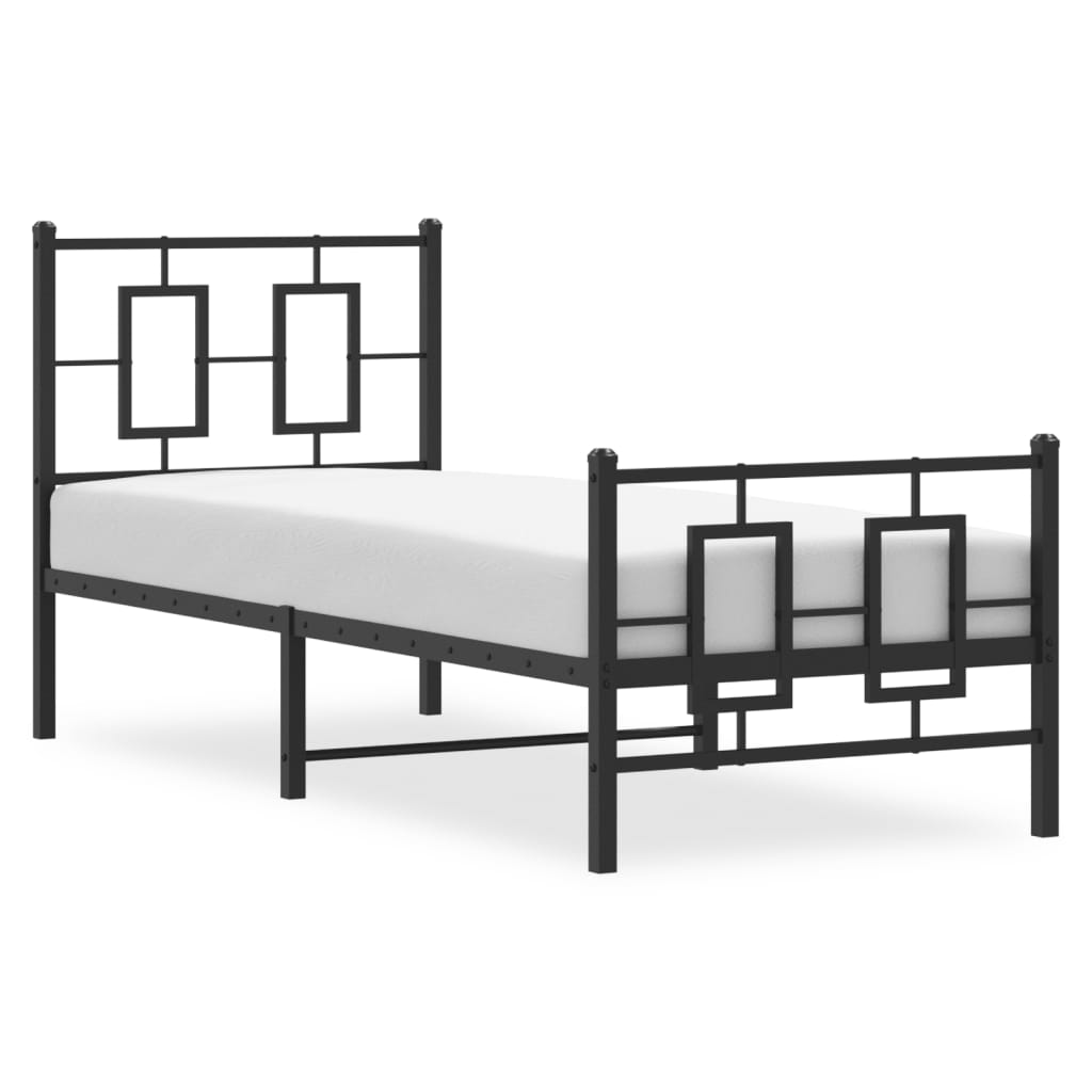 vidaXL Metal Bed Frame without Mattress with Footboard Black 80x200cm