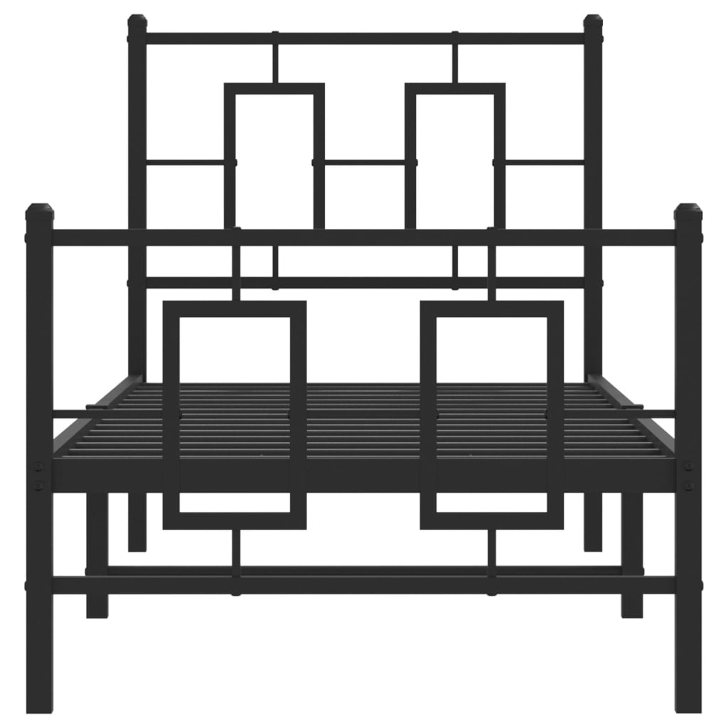 vidaXL Metal Bed Frame without Mattress with Footboard Black 80x200cm