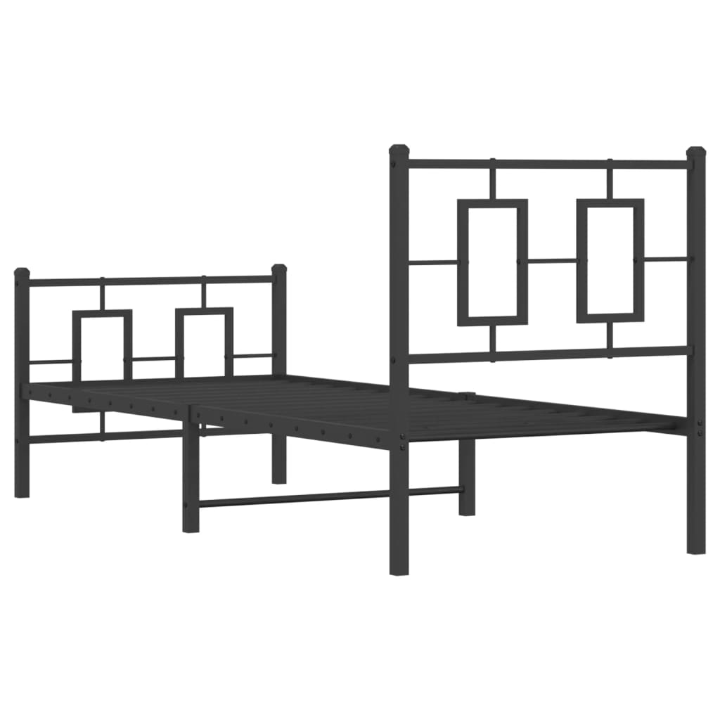 vidaXL Metal Bed Frame without Mattress with Footboard Black 80x200cm