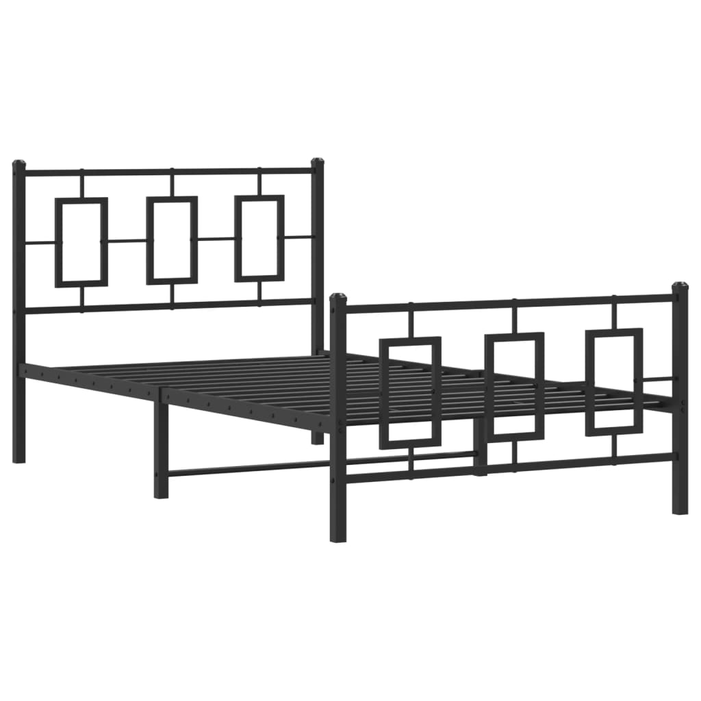 vidaXL Metal Bed Frame without Mattress with Footboard Black 100x190cm