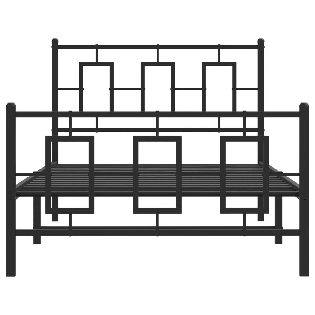 vidaXL Metal Bed Frame without Mattress with Footboard Black 100x190cm