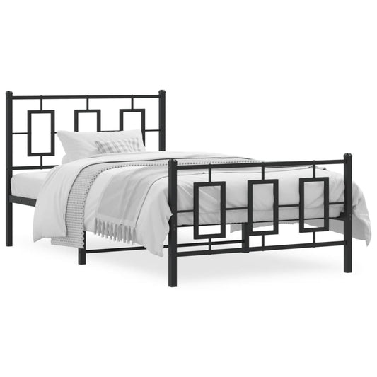 vidaXL Metal Bed Frame without Mattress with Footboard Black 100x190cm