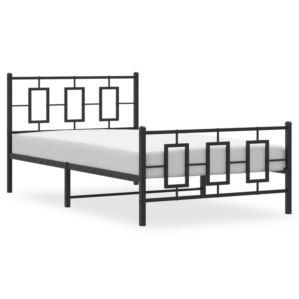 vidaXL Metal Bed Frame without Mattress with Footboard Black 107x203cm