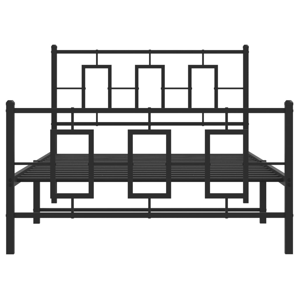 vidaXL Metal Bed Frame without Mattress with Footboard Black 107x203cm