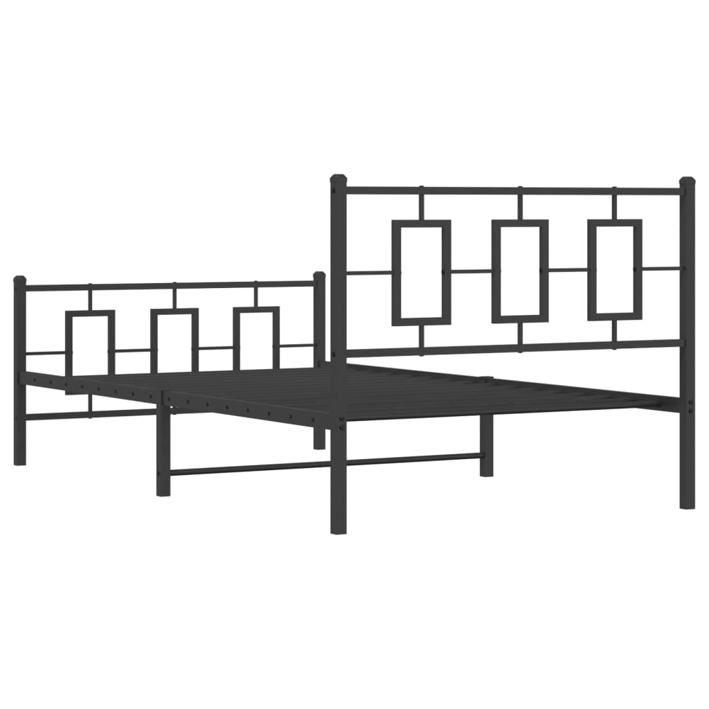 vidaXL Metal Bed Frame without Mattress with Footboard Black 107x203cm