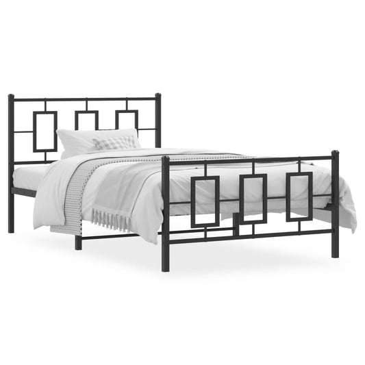 vidaXL Metal Bed Frame without Mattress with Footboard Black 107x203cm