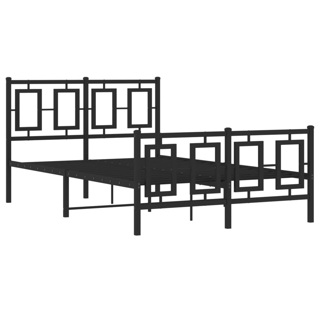 vidaXL Metal Bed Frame without Mattress with Footboard Black 120x200cm