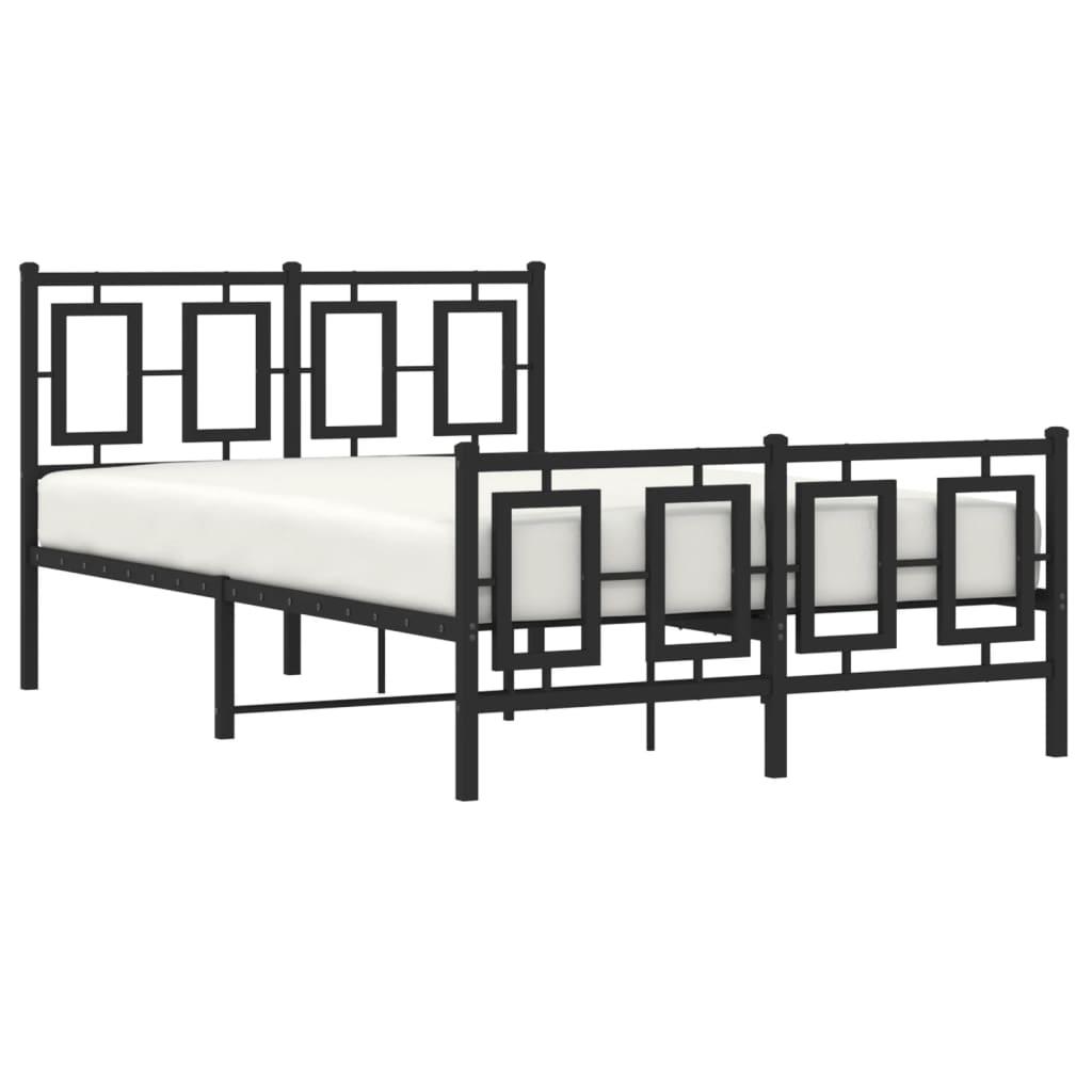 vidaXL Metal Bed Frame without Mattress with Footboard Black 120x200cm