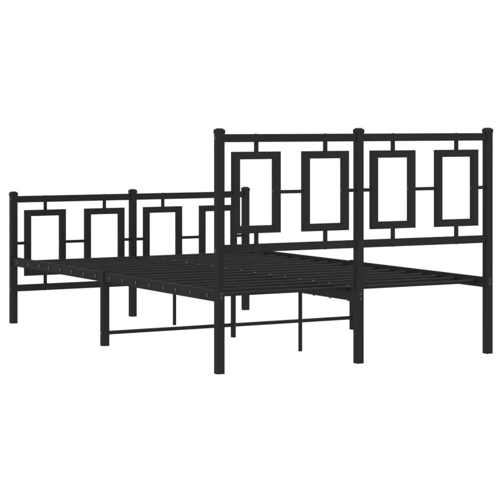 vidaXL Metal Bed Frame without Mattress with Footboard Black 120x200cm