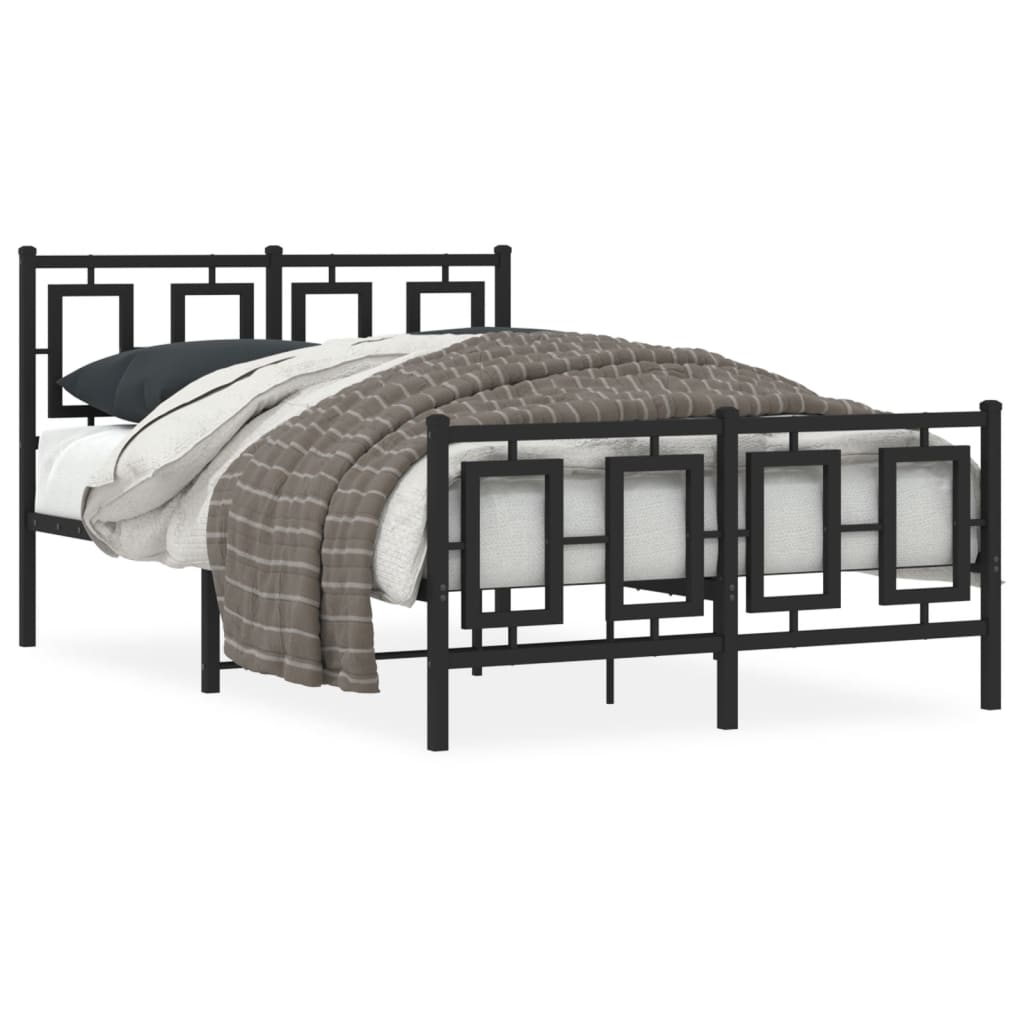 vidaXL Metal Bed Frame without Mattress with Footboard Black 120x200cm