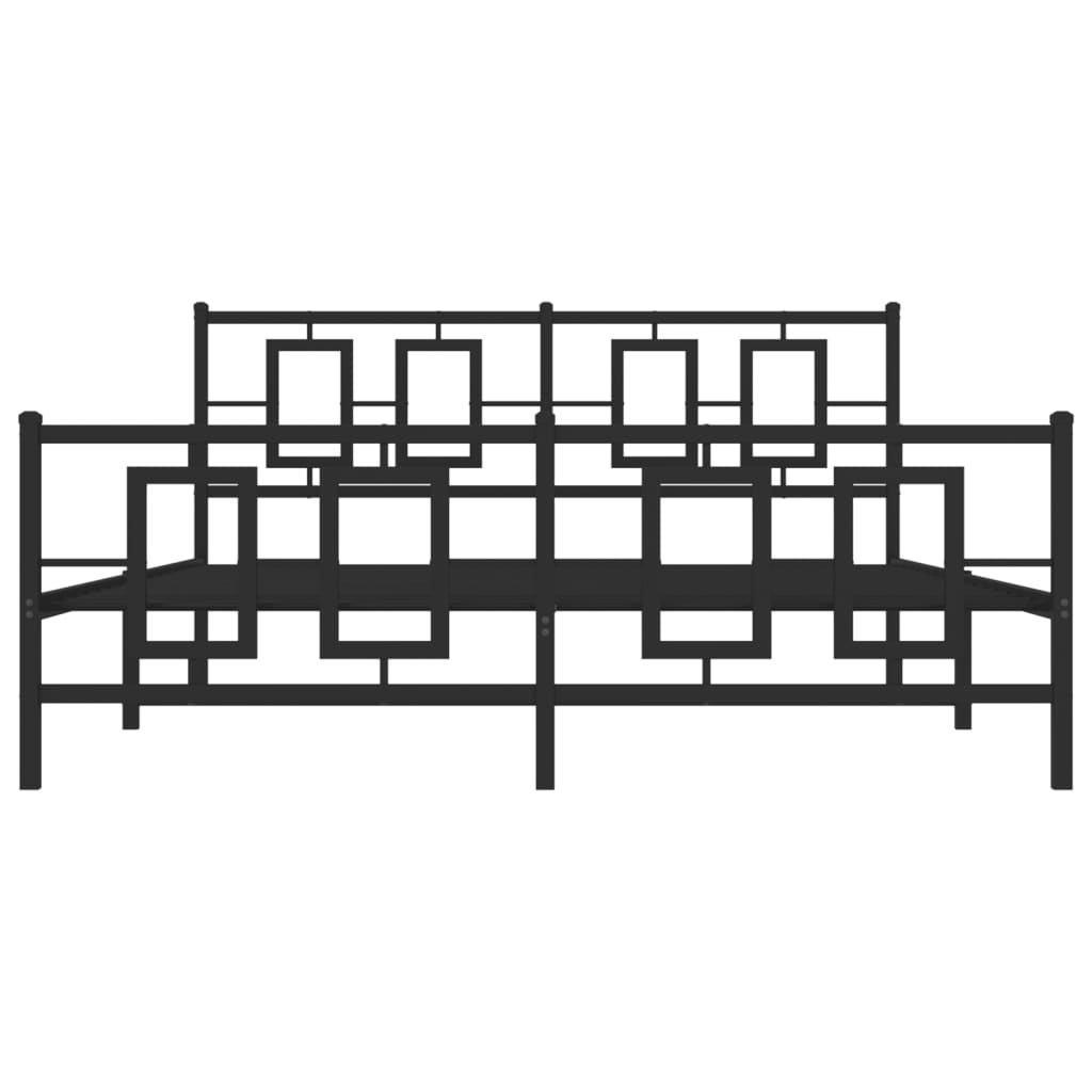 Metal Bed Frame without Mattress with Footboard Black 150x200cm