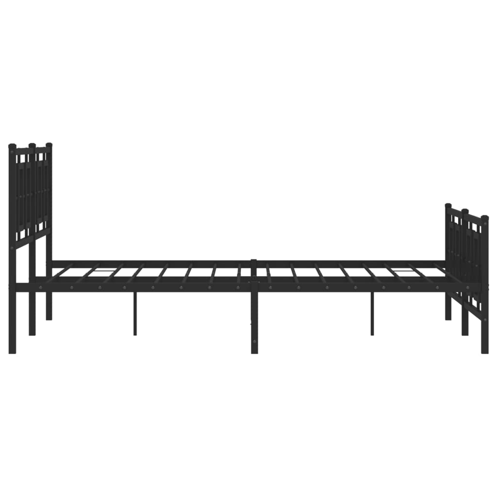 Metal Bed Frame without Mattress with Footboard Black 150x200cm