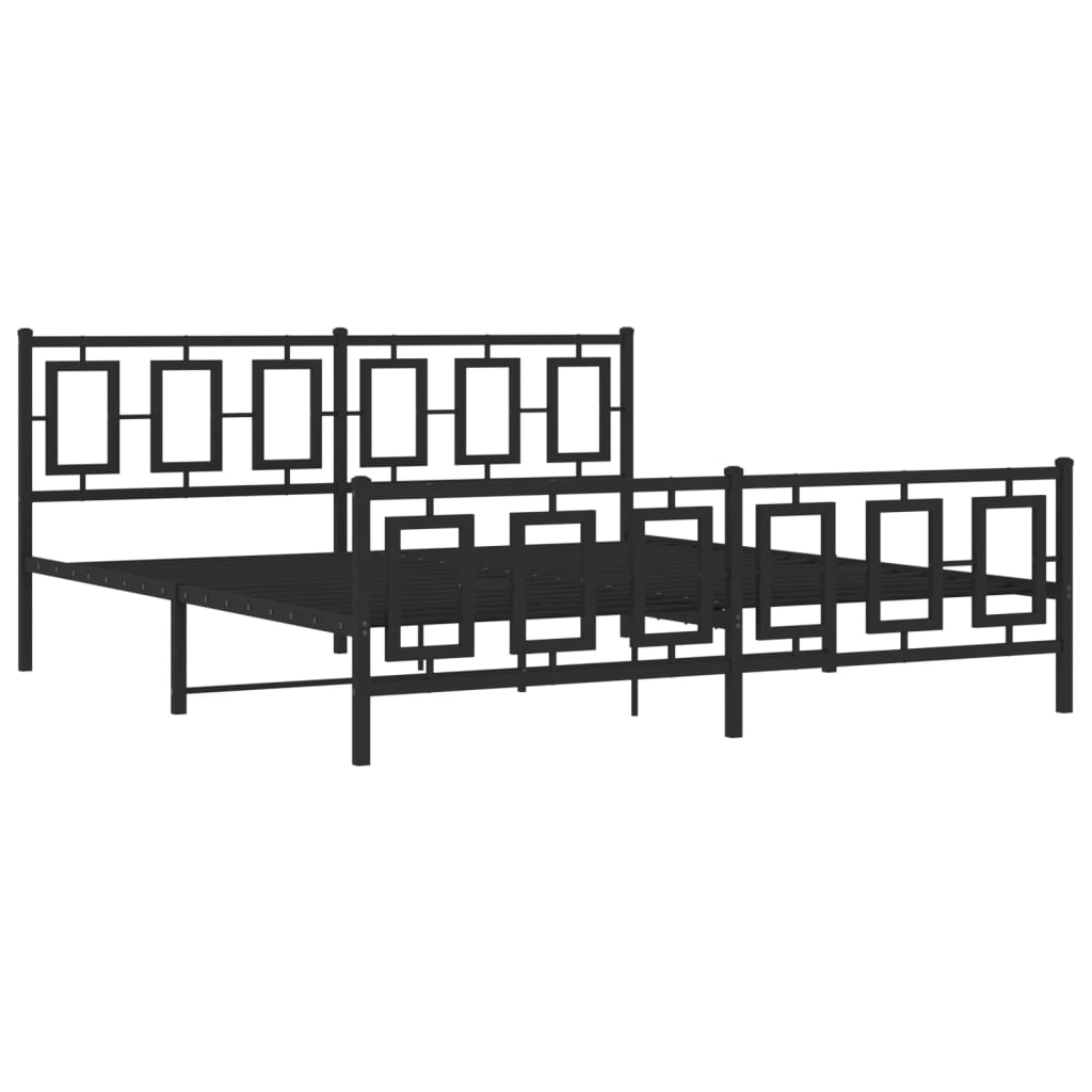 vidaXL Metal Bed Frame without Mattress with Footboard Black 183x213cm