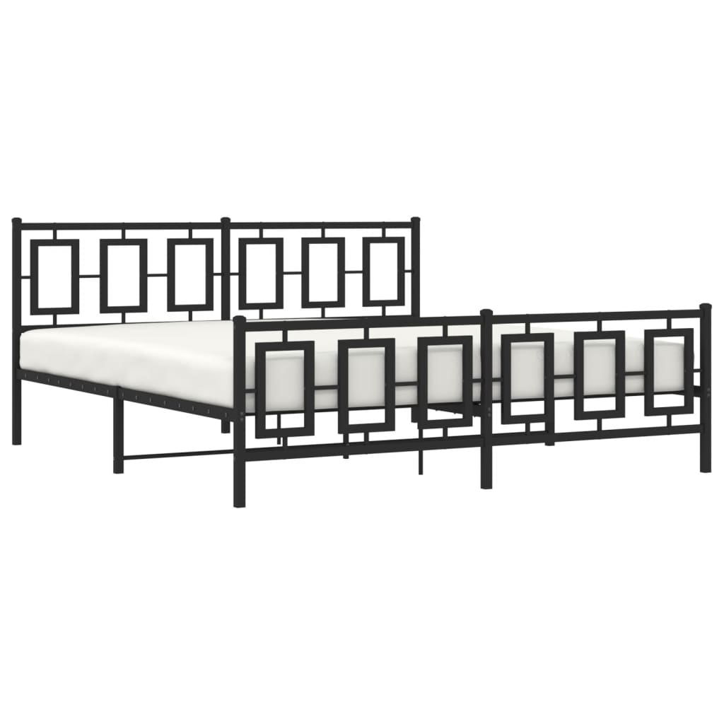 vidaXL Metal Bed Frame without Mattress with Footboard Black 183x213cm