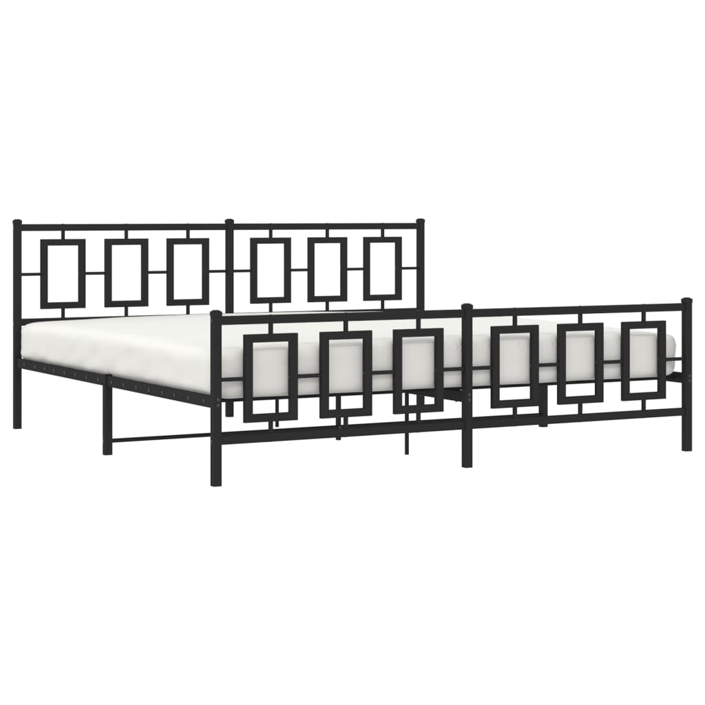 vidaXL Metal Bed Frame without Mattress with Footboard Black 193x203cm