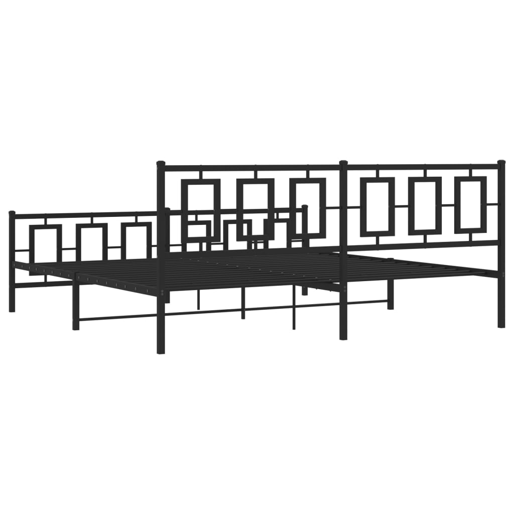 vidaXL Metal Bed Frame without Mattress with Footboard Black 193x203cm