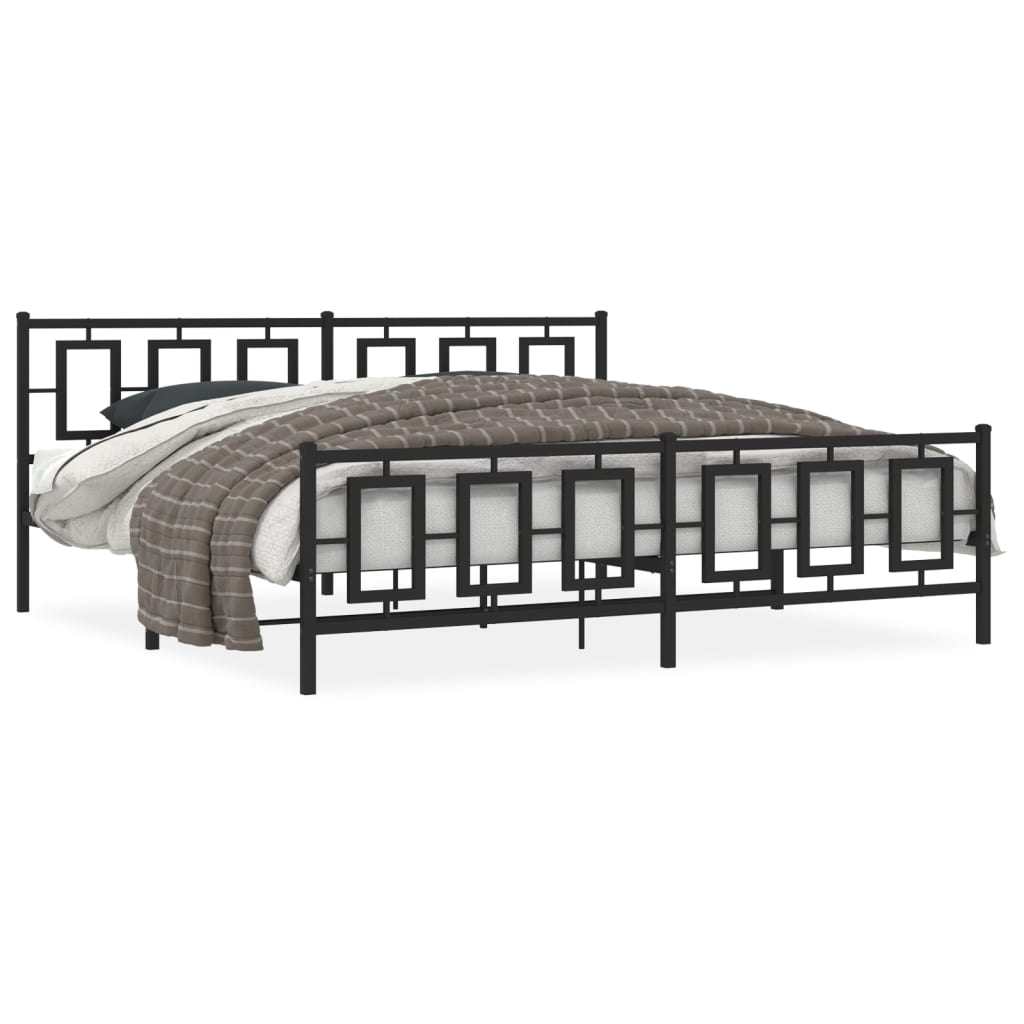 vidaXL Metal Bed Frame without Mattress with Footboard Black 193x203cm