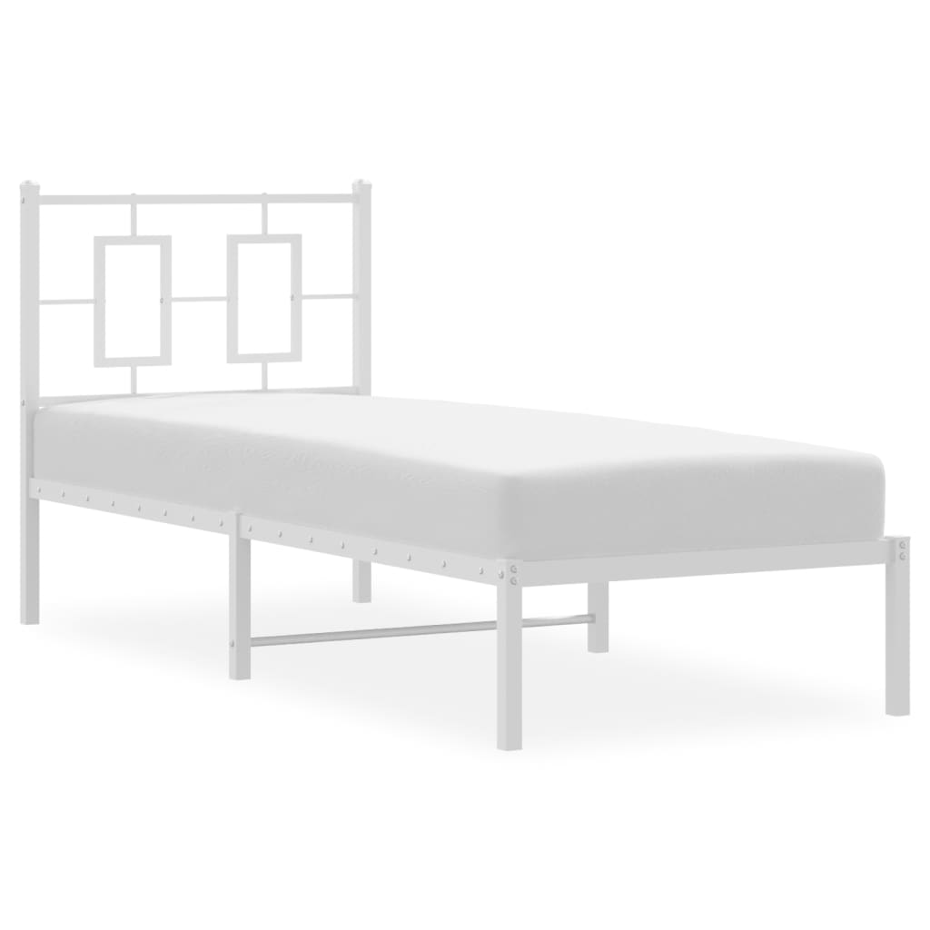 vidaXL Metal Bed Frame without Mattress with Headboard White 75x190cm