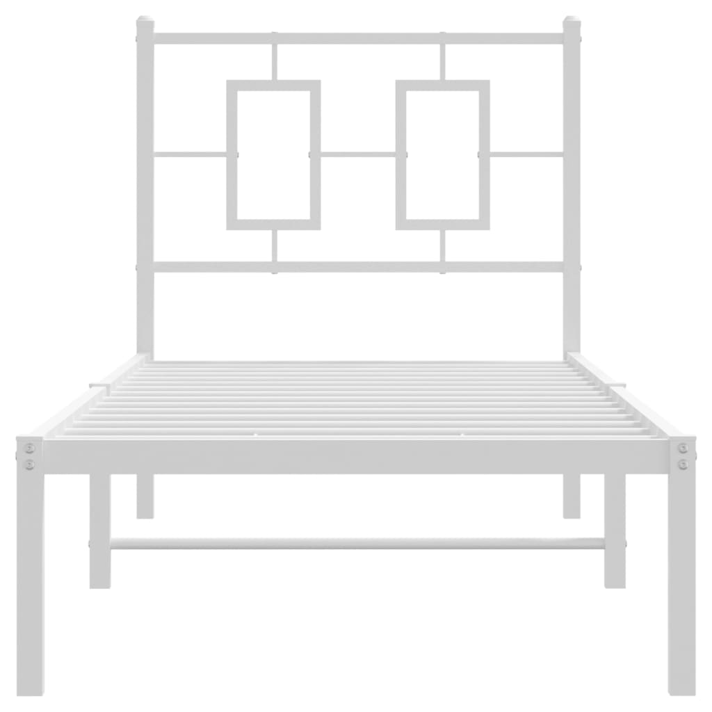 vidaXL Metal Bed Frame without Mattress with Headboard White 75x190cm