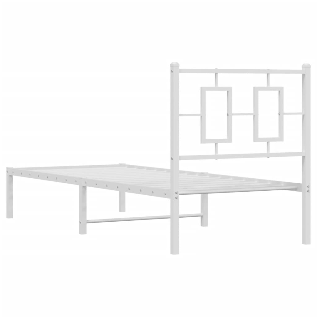 vidaXL Metal Bed Frame without Mattress with Headboard White 75x190cm