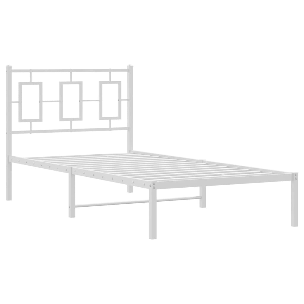 vidaXL Metal Bed Frame without Mattress with Headboard White 90x190cm