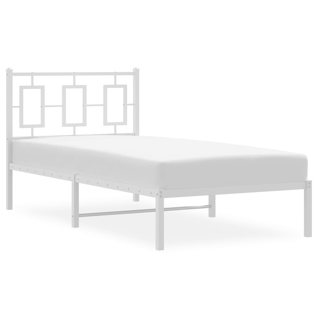 vidaXL Metal Bed Frame without Mattress with Headboard White 90x190cm