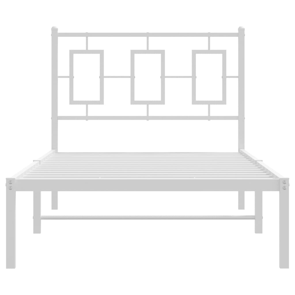 vidaXL Metal Bed Frame without Mattress with Headboard White 90x190cm