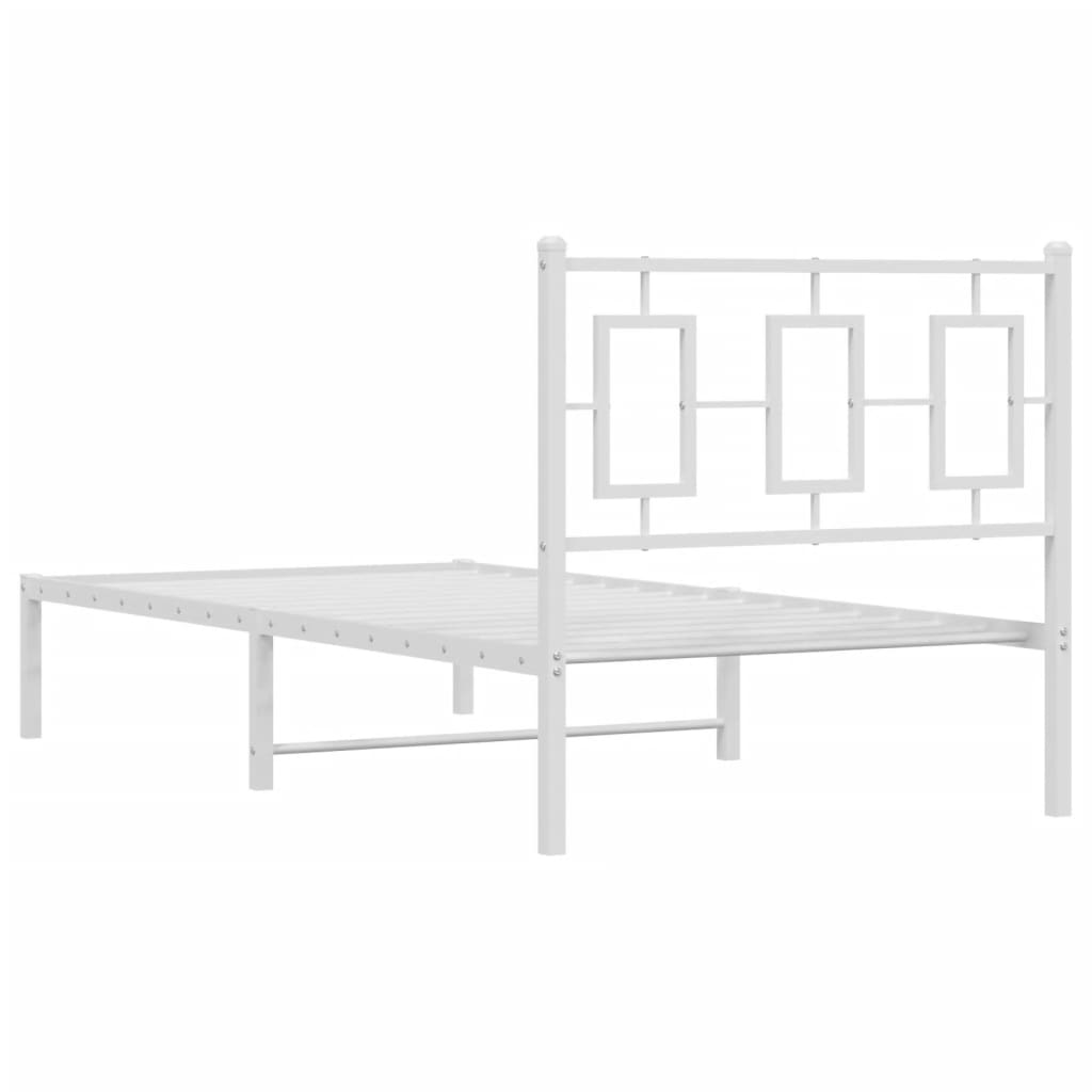 vidaXL Metal Bed Frame without Mattress with Headboard White 90x190cm