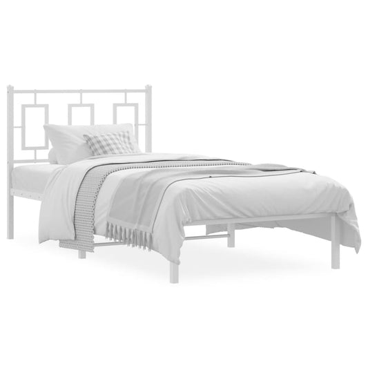 vidaXL Metal Bed Frame without Mattress with Headboard White 90x190cm