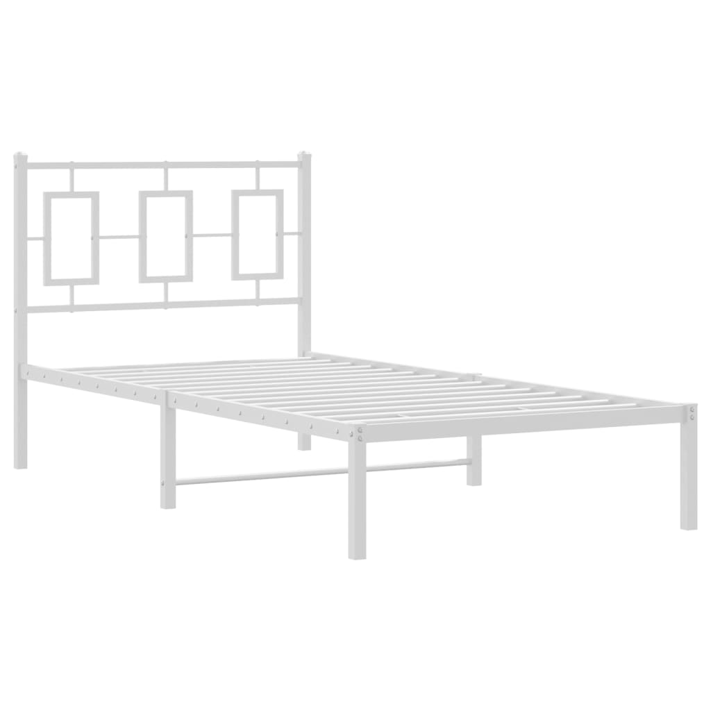 vidaXL Metal Bed Frame without Mattress with Headboard White 90x200cm