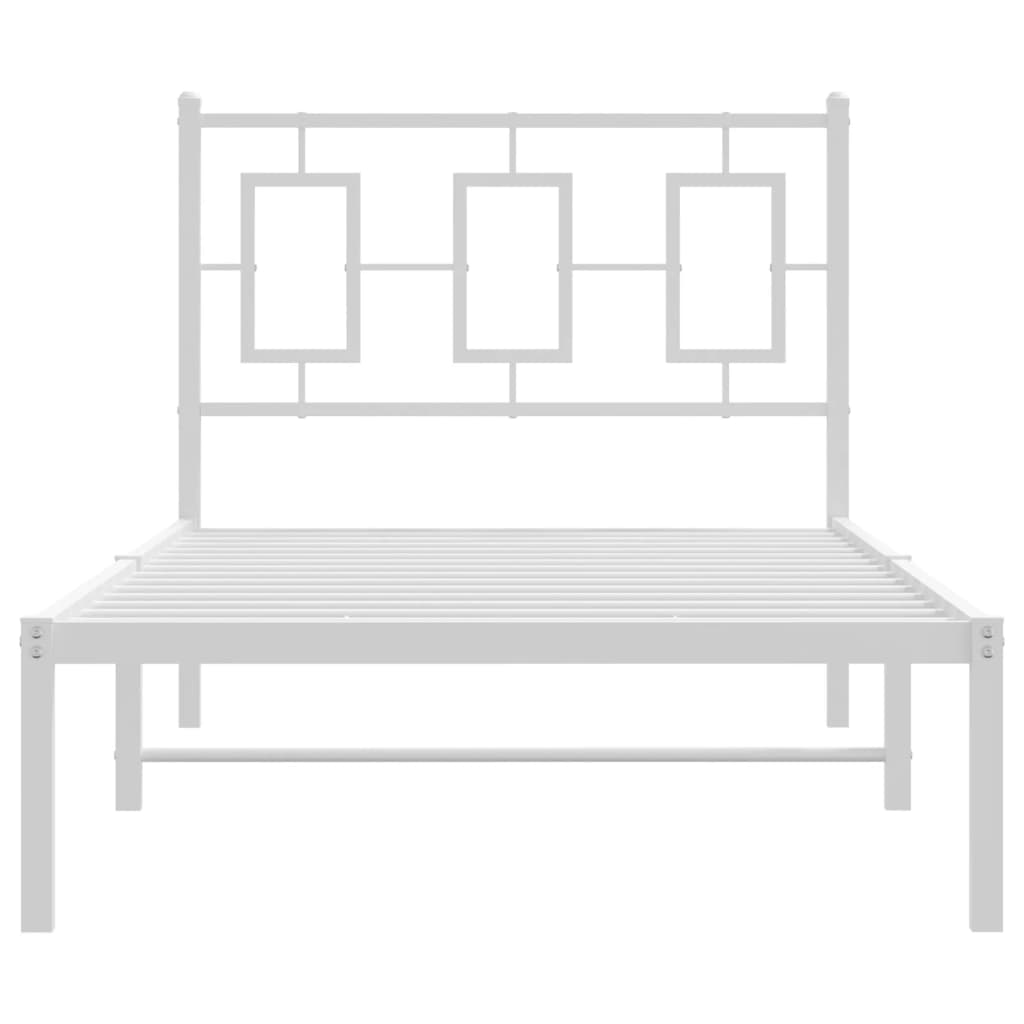 vidaXL Metal Bed Frame without Mattress with Headboard White 90x200cm