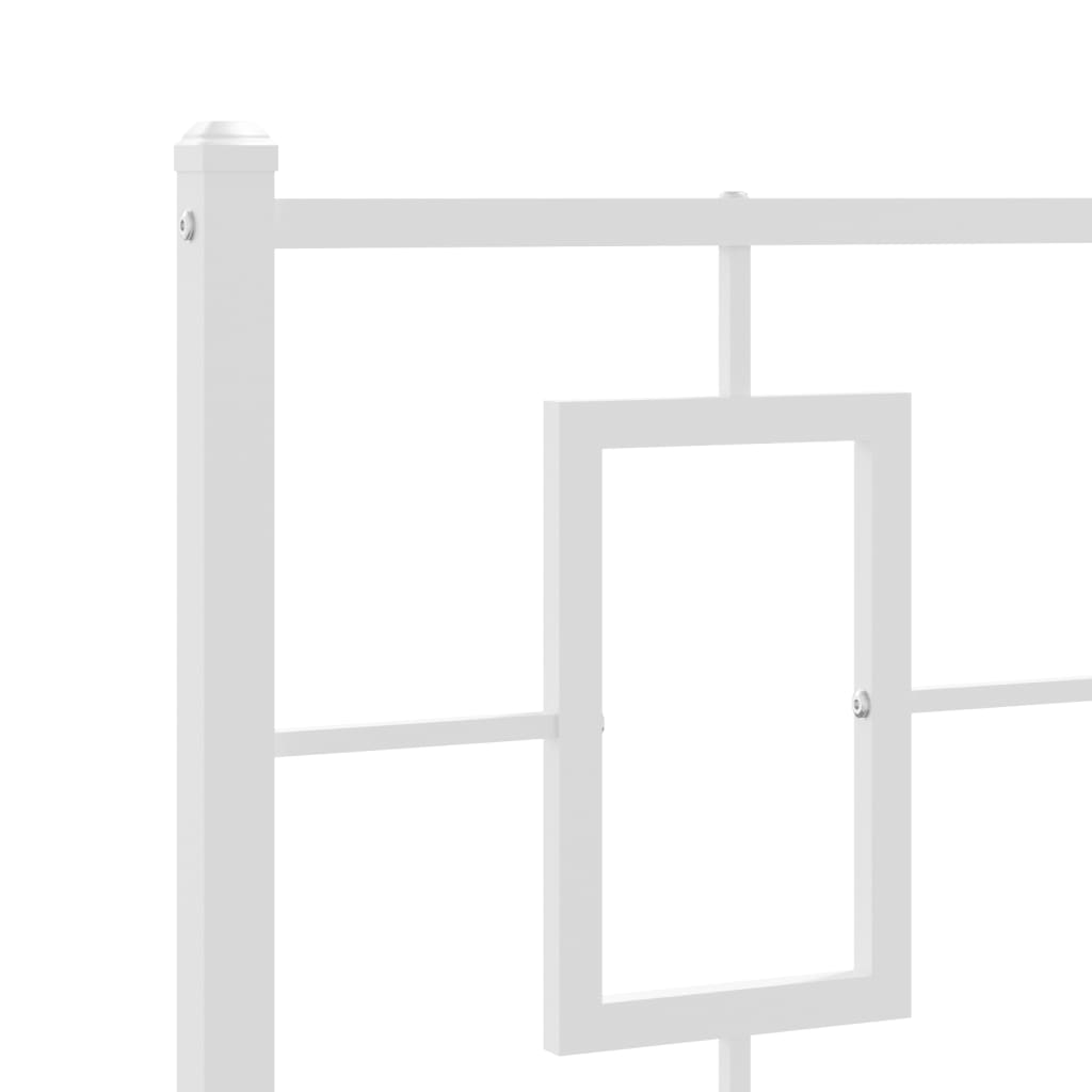 vidaXL Metal Bed Frame without Mattress with Headboard White 90x200cm