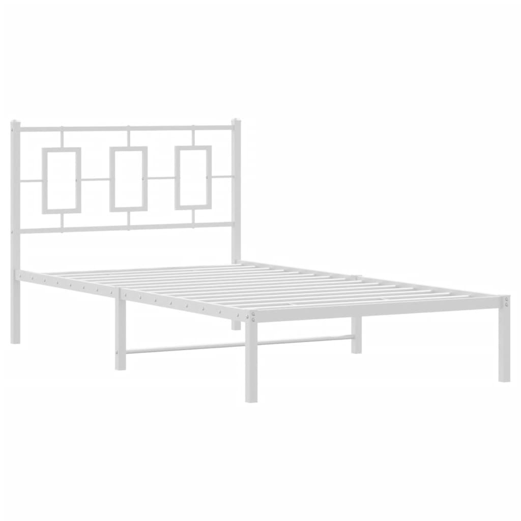 vidaXL Metal Bed Frame without Mattress with Headboard White 100x190cm