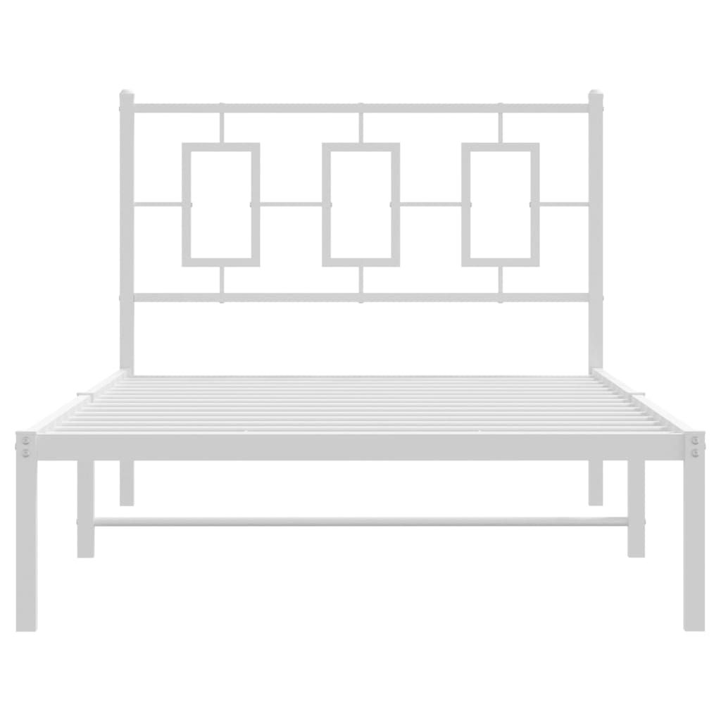 vidaXL Metal Bed Frame without Mattress with Headboard White 100x190cm