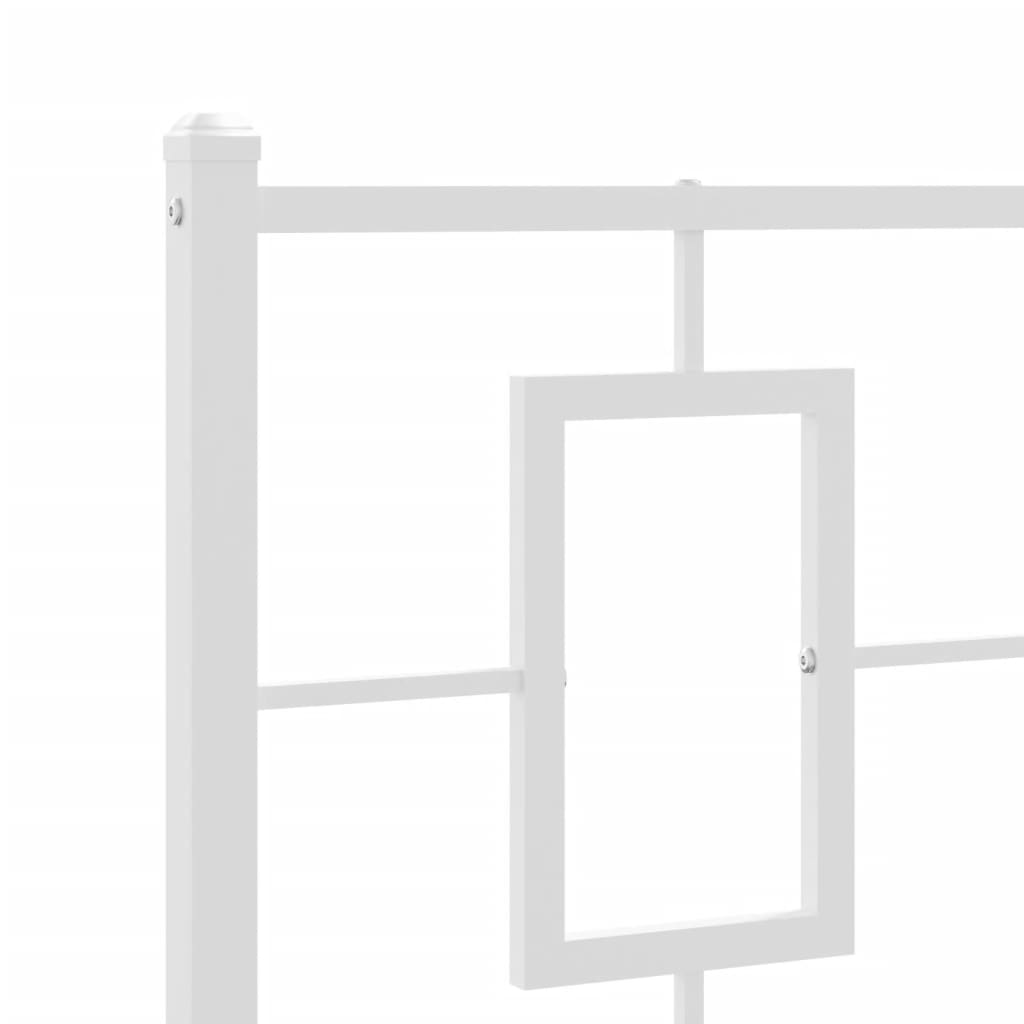 vidaXL Metal Bed Frame without Mattress with Headboard White 100x190cm