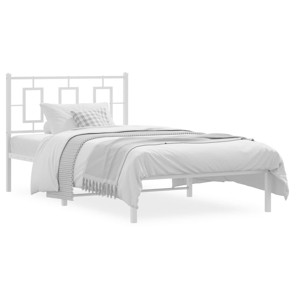 vidaXL Metal Bed Frame without Mattress with Headboard White 100x190cm