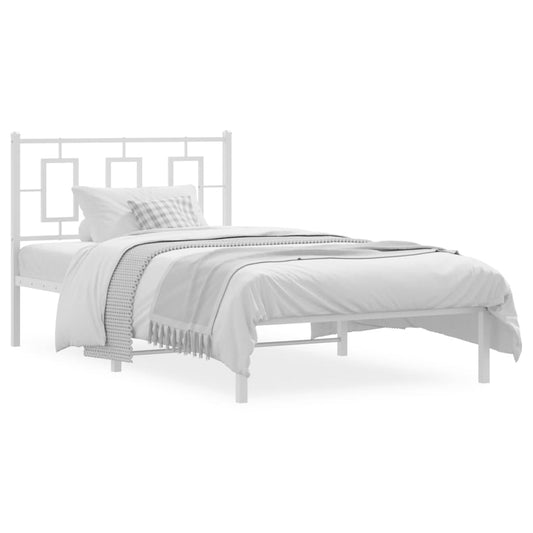 vidaXL Metal Bed Frame without Mattress with Headboard White 100x190cm