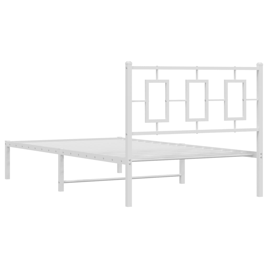 vidaXL Metal Bed Frame without Mattress with Headboard White 100x200cm