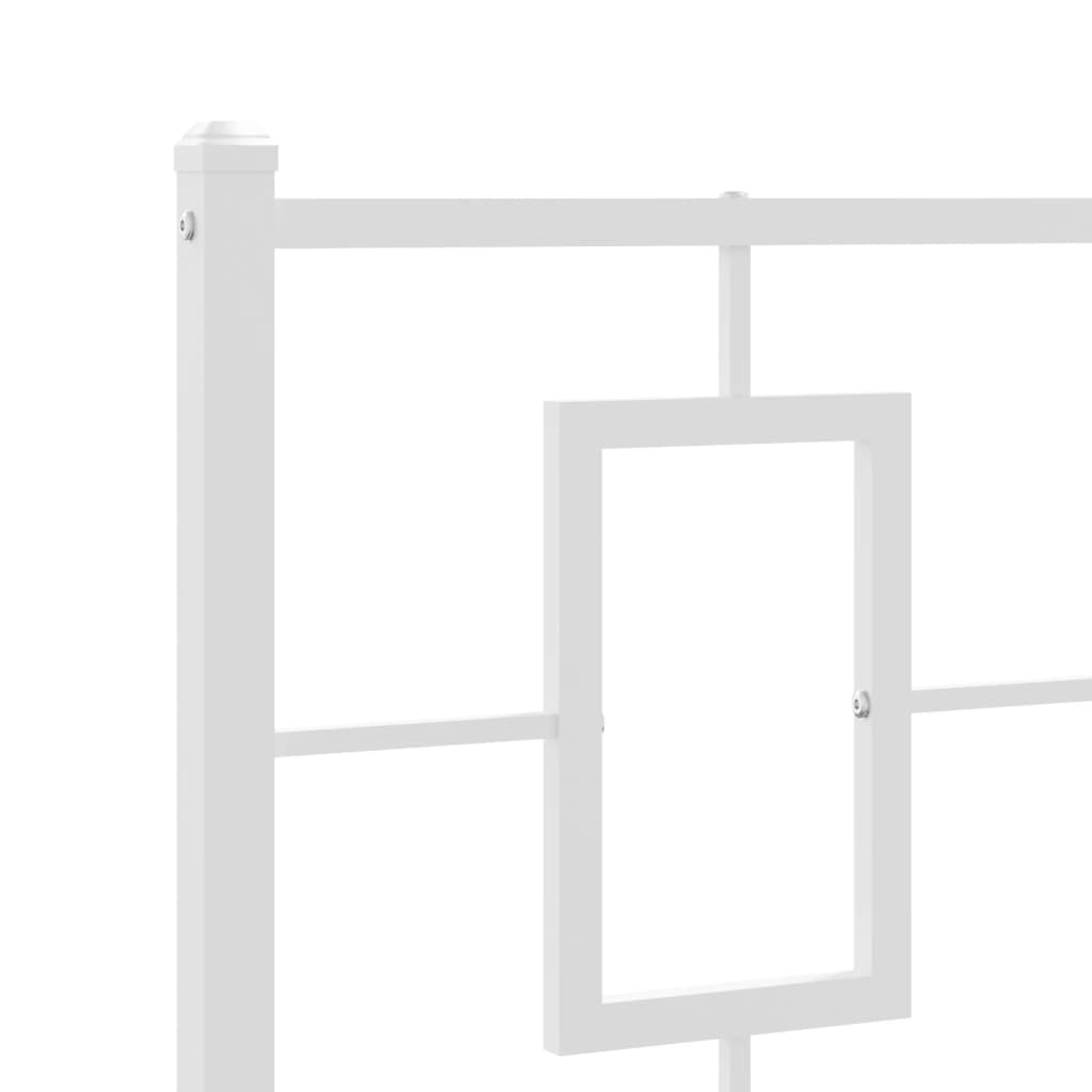 vidaXL Metal Bed Frame without Mattress with Headboard White 100x200cm